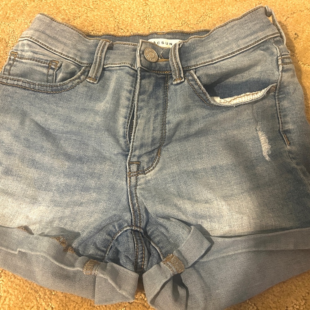 PacSun Blue Jean Shorts with Distressed Cuffed Hem
